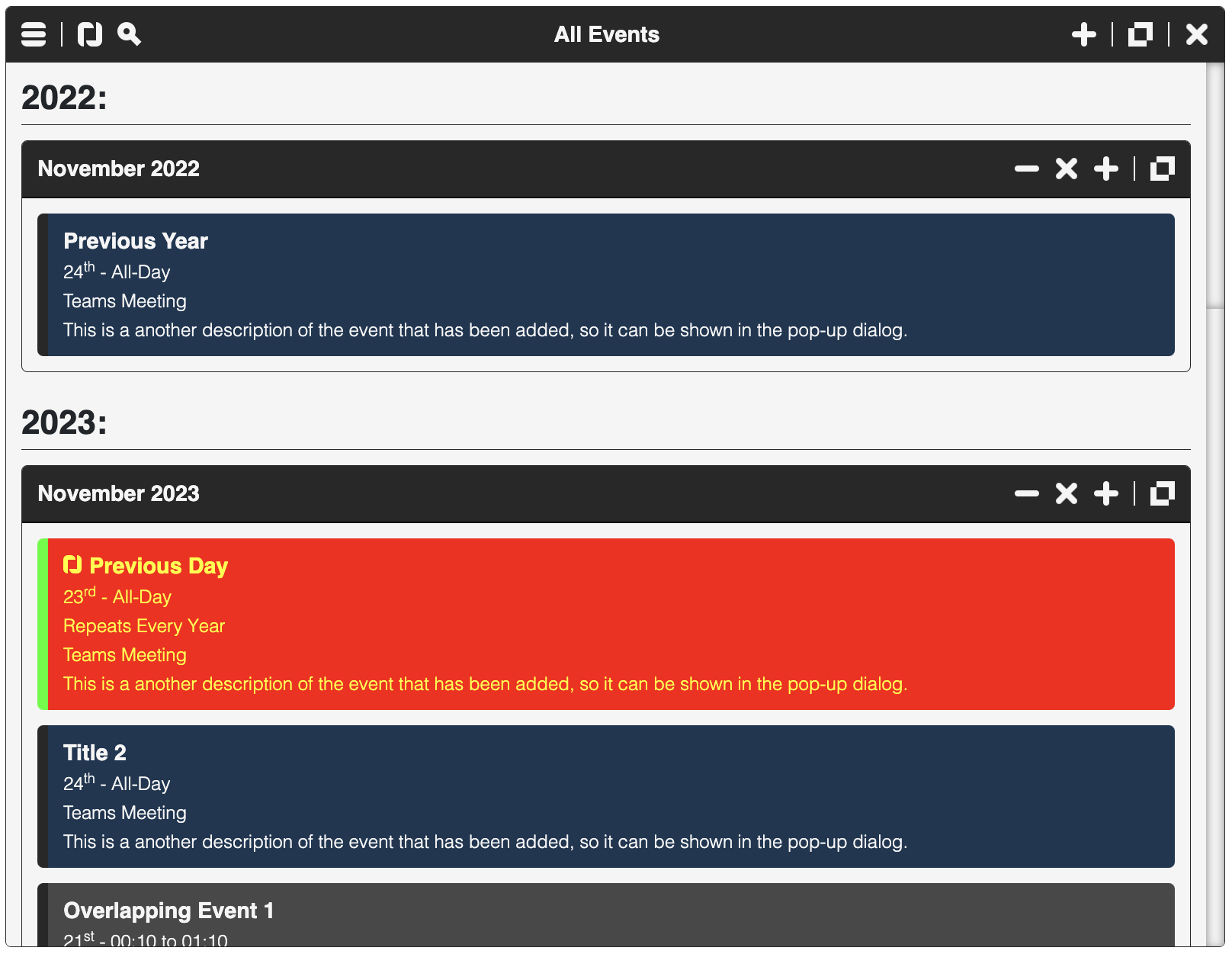 Calendar.js : JavaScript Event Calendar